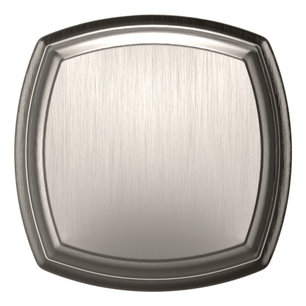 Baldwin 5011 Soft Modern Square Knob Set with 5058 Square Rose Lifetime (PVD) Satin Nickel / Full Dummy / Reversible