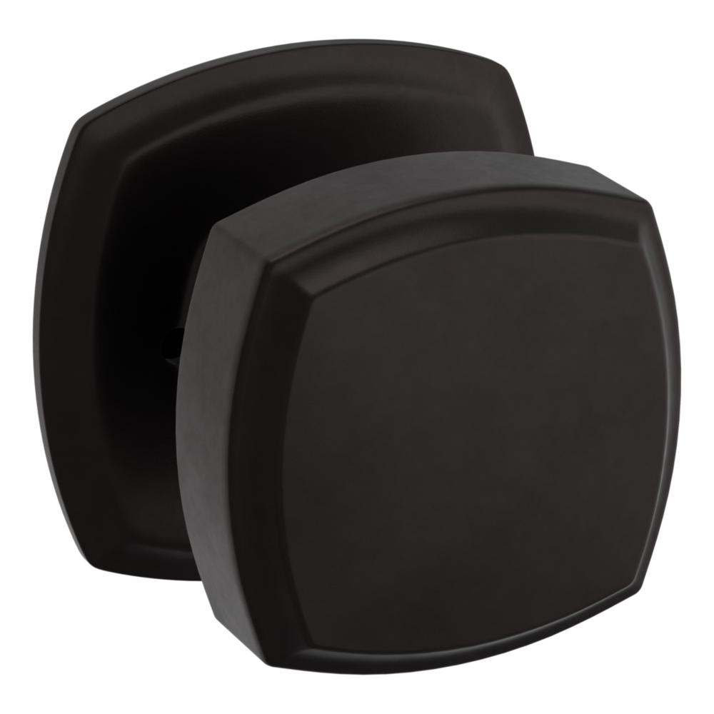 Baldwin 5011 Soft Modern Square Knob Set with 5058 Square Rose Oil-Rubbed Bronze / Privacy / Reversible