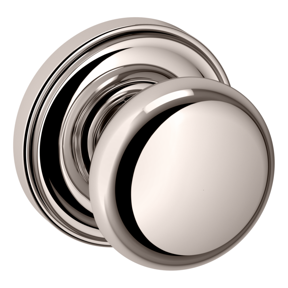 Baldwin 5015 Classic Knob Set with 5048 Round Rose Lifetime (PVD) Polished Nickel / Full Dummy / Reversible