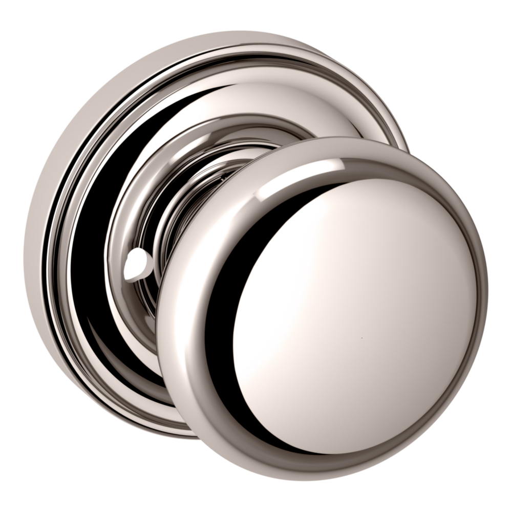 Baldwin 5015 Classic Knob Set with 5048 Round Rose Lifetime (PVD) Polished Nickel / Privacy / Reversible
