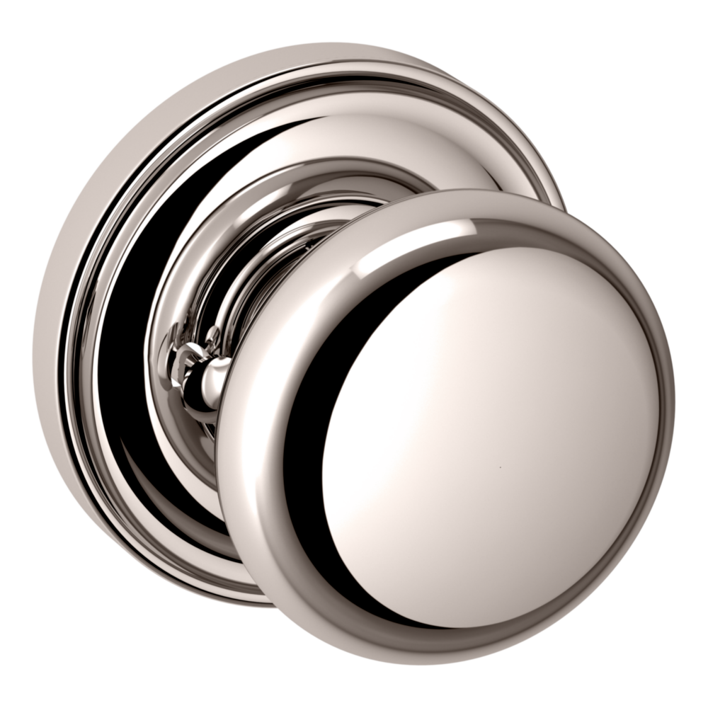 Baldwin 5015 Classic Knob Set with 5048 Round Rose Lifetime (PVD) Polished Nickel / Privacy / Reversible