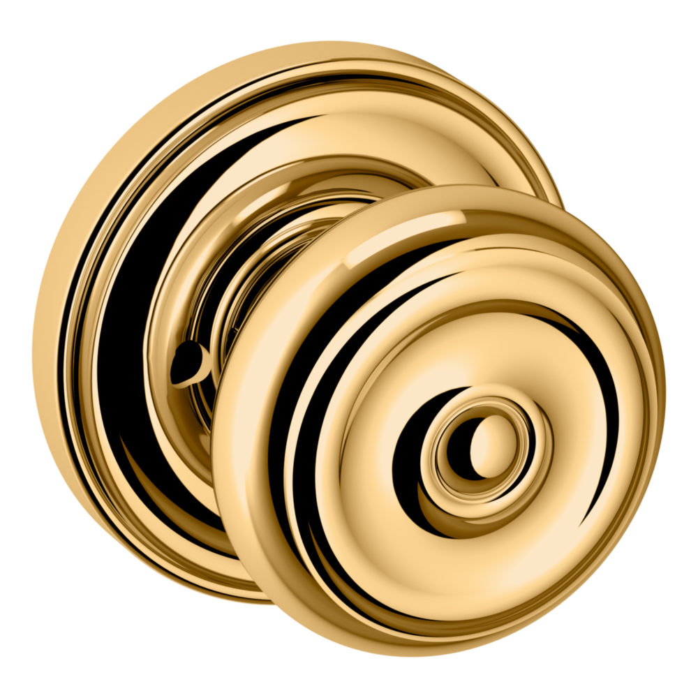 Baldwin 5020 Colonial Knob Set with 5048 Round Rose Non-Lacquered Brass / Privacy / Reversible
