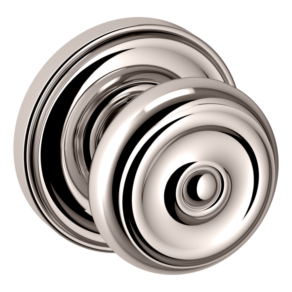 Baldwin 5020 Colonial Knob Set with 5048 Round Rose Lifetime (PVD) Polished Nickel / Full Dummy / Reversible