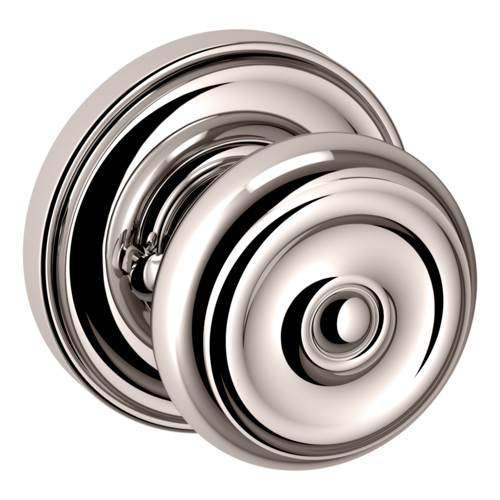 Baldwin 5020 Colonial Knob Set with 5048 Round Rose Lifetime (PVD) Polished Nickel / Privacy / Reversible