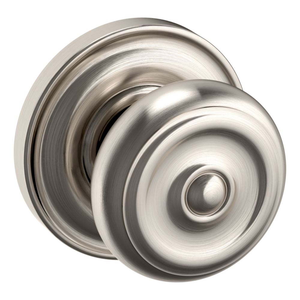 Baldwin 5020 Colonial Knob Set with 5048 Round Rose Lifetime (PVD) Satin Nickel / Passage / Reversible