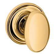 Baldwin 5025 Egg Knob Set with 5048 Rose Lifetime (PVD) Polished Brass / Full Dummy / Reversible