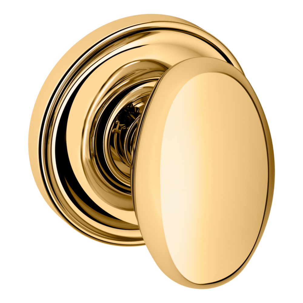 Baldwin 5025 Egg Knob Set with 5048 Rose Non-Lacquered Brass / Full Dummy / Reversible