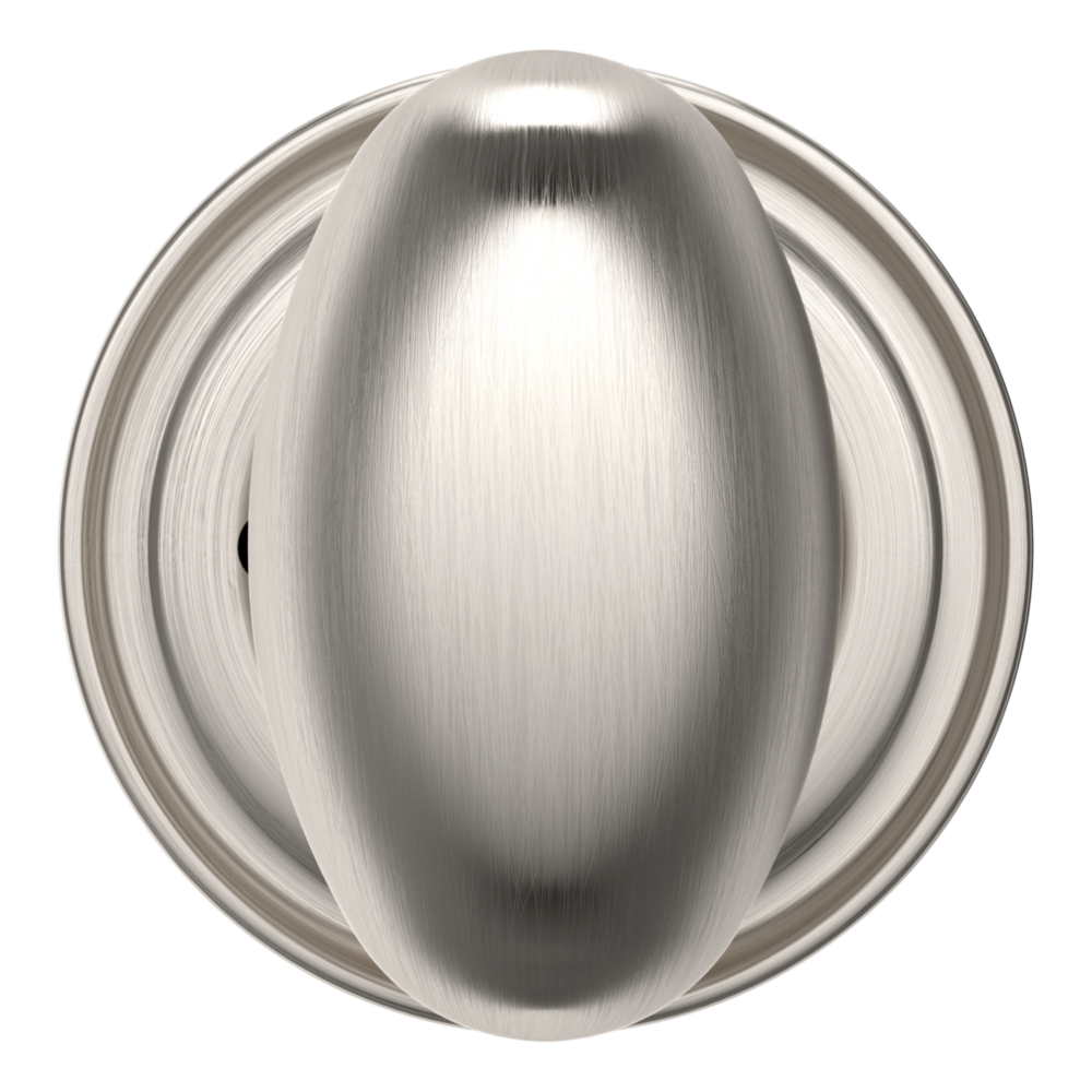 Baldwin 5025 Egg Knob Set with 5048 Rose Lifetime (PVD) Satin Nickel / Privacy / Reversible