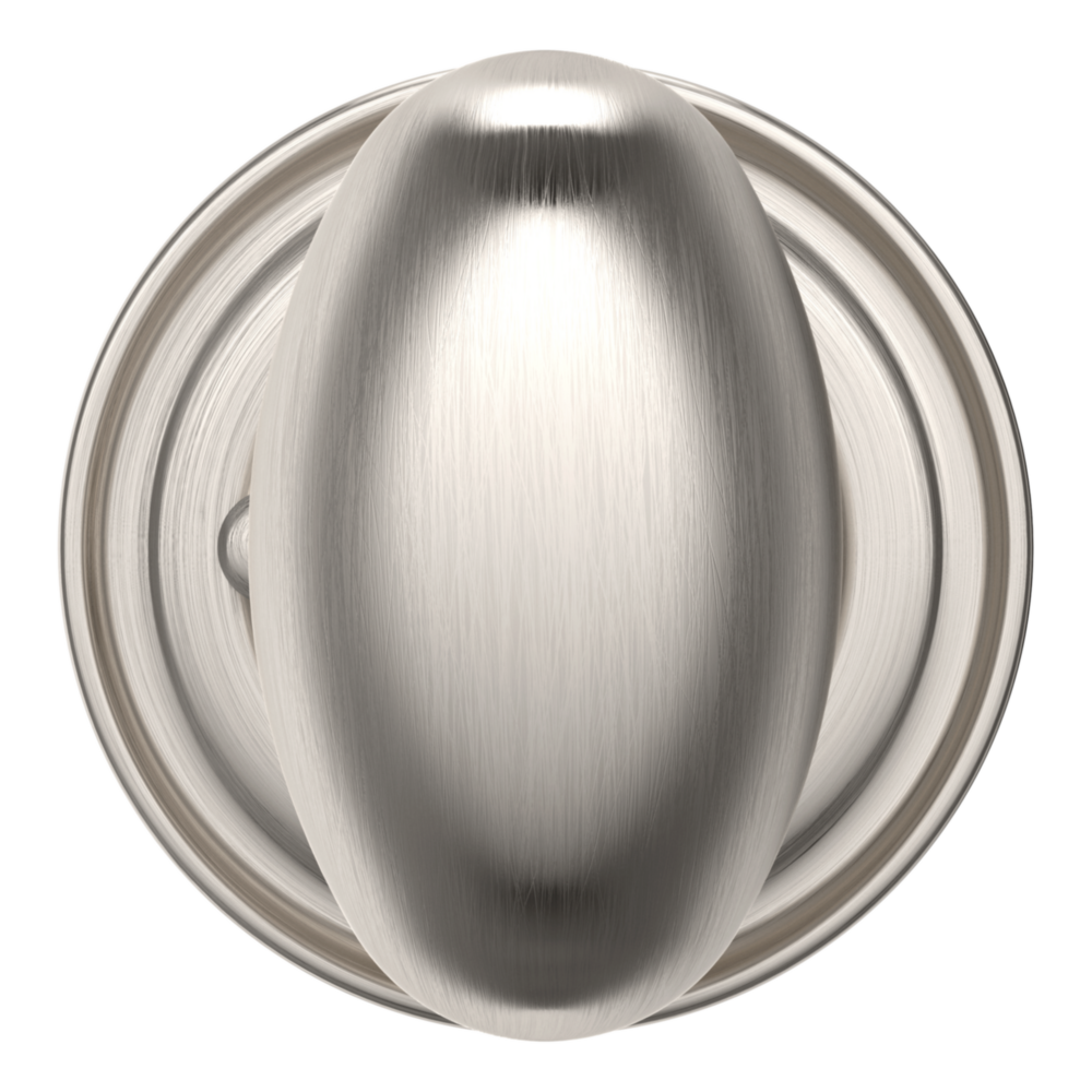 Baldwin 5025 Egg Knob Set with 5048 Rose Lifetime (PVD) Satin Nickel / Privacy / Reversible