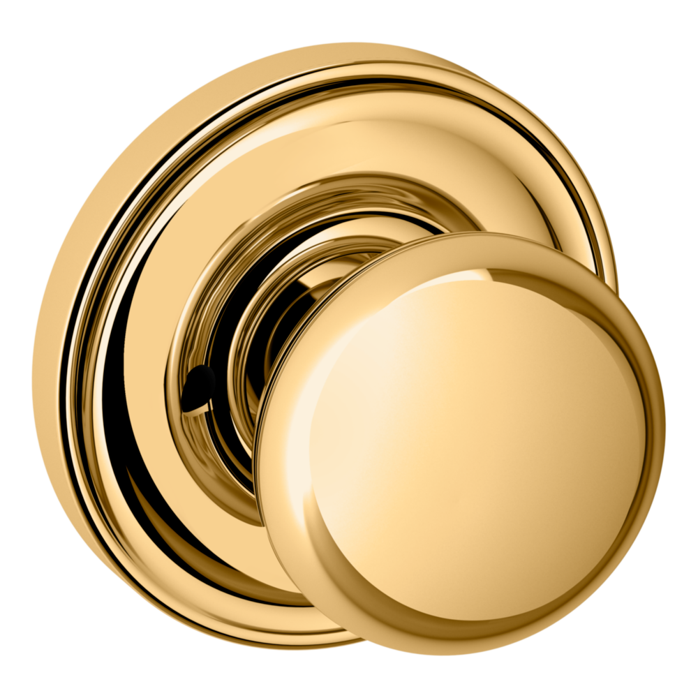 Baldwin 5030 Traditional Round Knob Set with 5048 Rose Non-Lacquered Brass / Privacy / Reversible