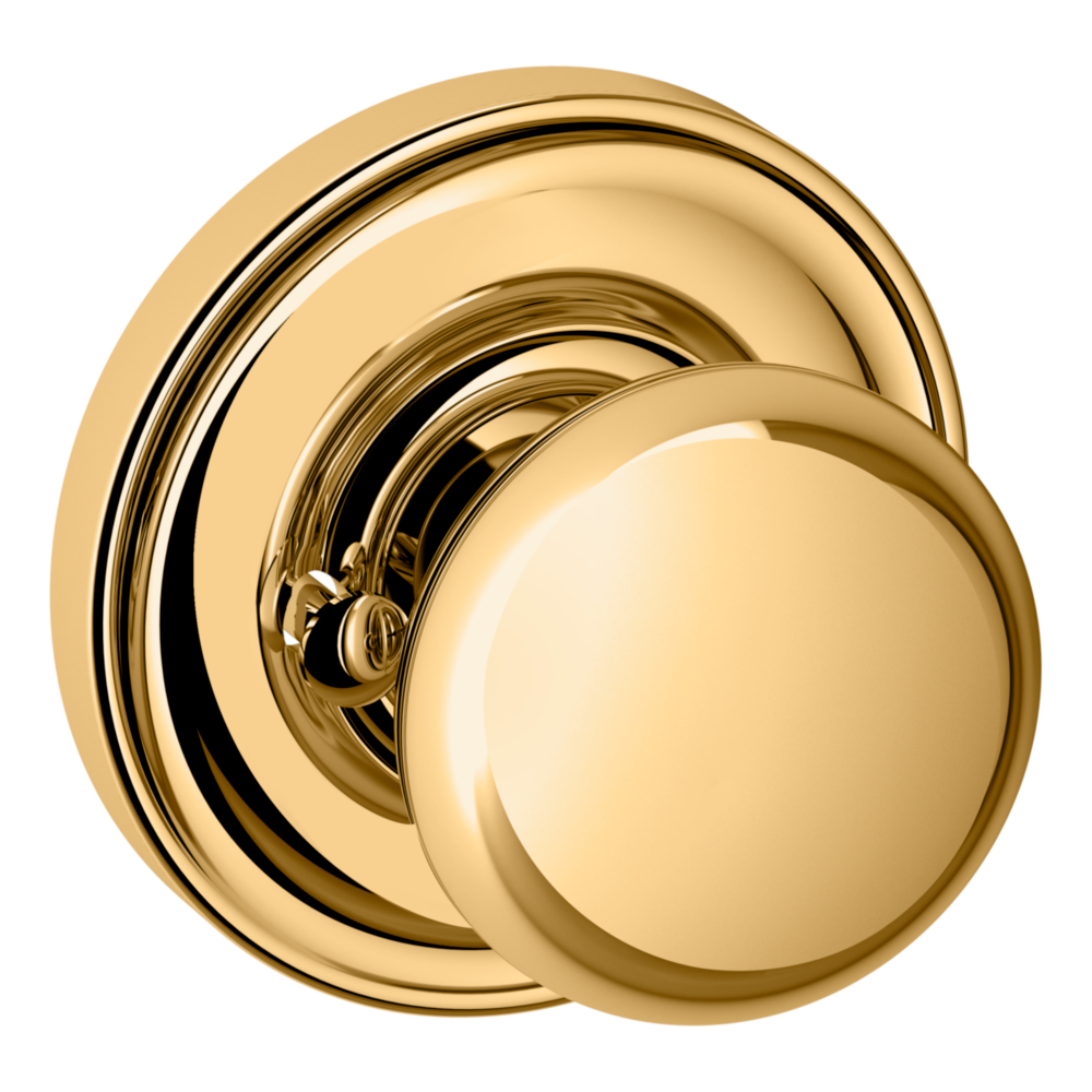Baldwin 5030 Traditional Round Knob Set with 5048 Rose Non-Lacquered Brass / Privacy / Reversible