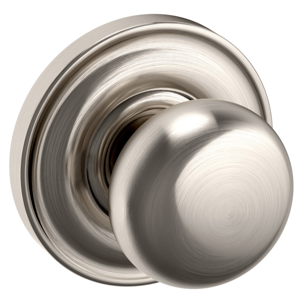 Baldwin 5030 Traditional Round Knob Set with 5048 Rose Lifetime (PVD) Satin Nickel / Full Dummy / Reversible