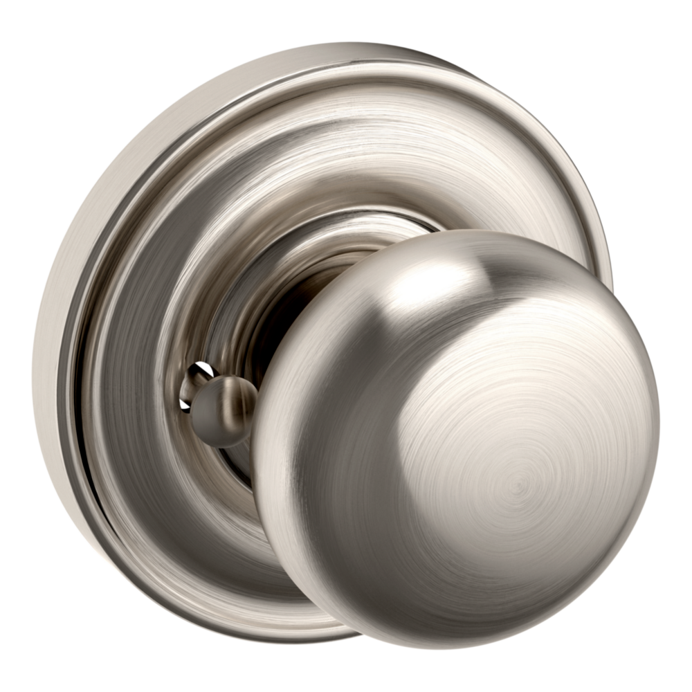 Baldwin 5030 Traditional Round Knob Set with 5048 Rose Lifetime (PVD) Satin Nickel / Privacy / Reversible