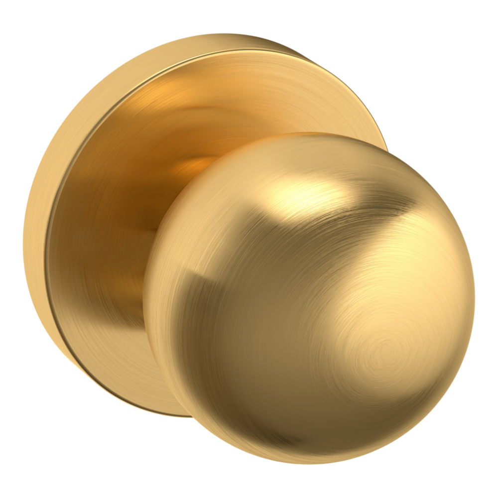 Baldwin 5041 Contemporary Round Knob Set with 5046 Rose Lifetime (PVD) Satin Brass / Passage / Reversible