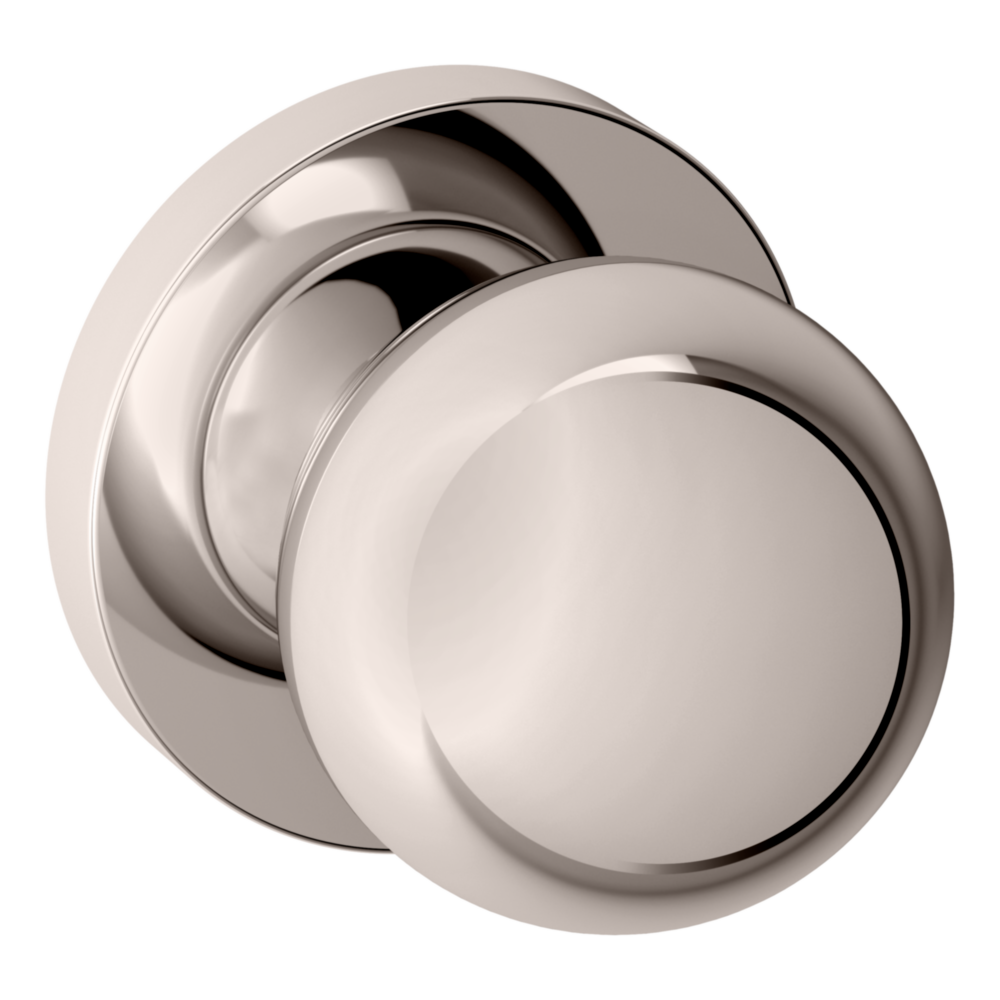 Baldwin 5041 Contemporary Round Knob Set with 5046 Rose Lifetime (PVD) Polished Nickel / Full Dummy / Reversible