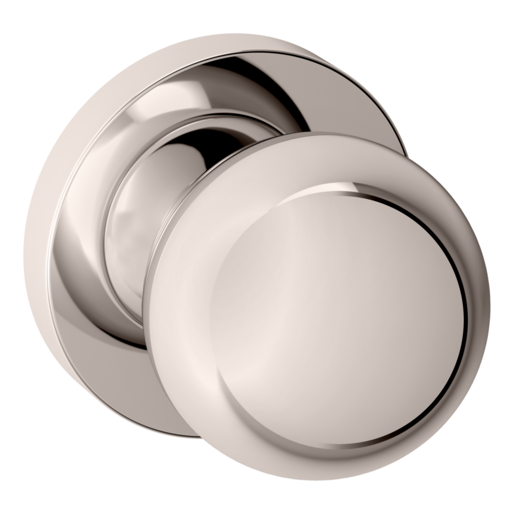 Baldwin 5041 Contemporary Round Knob Set with 5046 Rose Lifetime (PVD) Polished Nickel / Full Dummy / Reversible