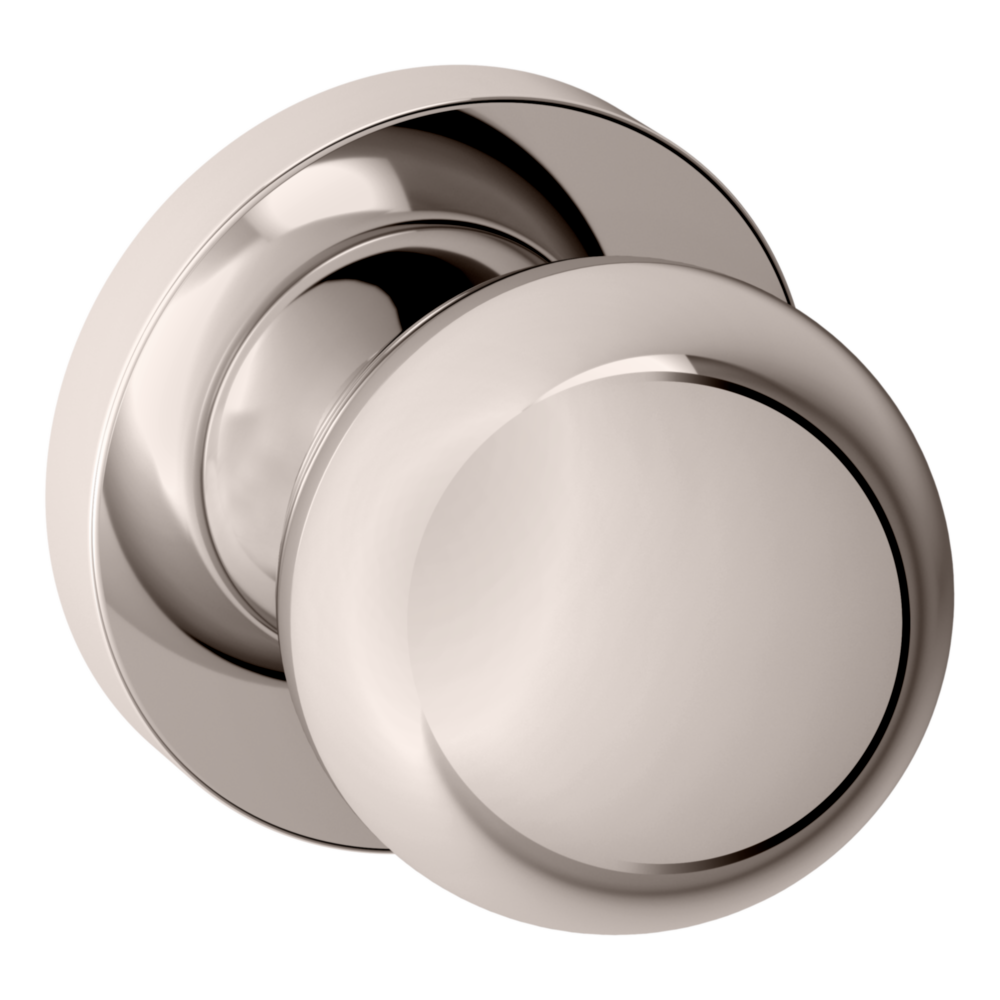 Baldwin 5041 Contemporary Round Knob Set with 5046 Rose Lifetime (PVD) Polished Nickel / Passage / Reversible