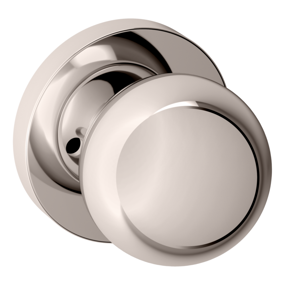 Baldwin 5041 Contemporary Round Knob Set with 5046 Rose Lifetime (PVD) Polished Nickel / Privacy / Reversible