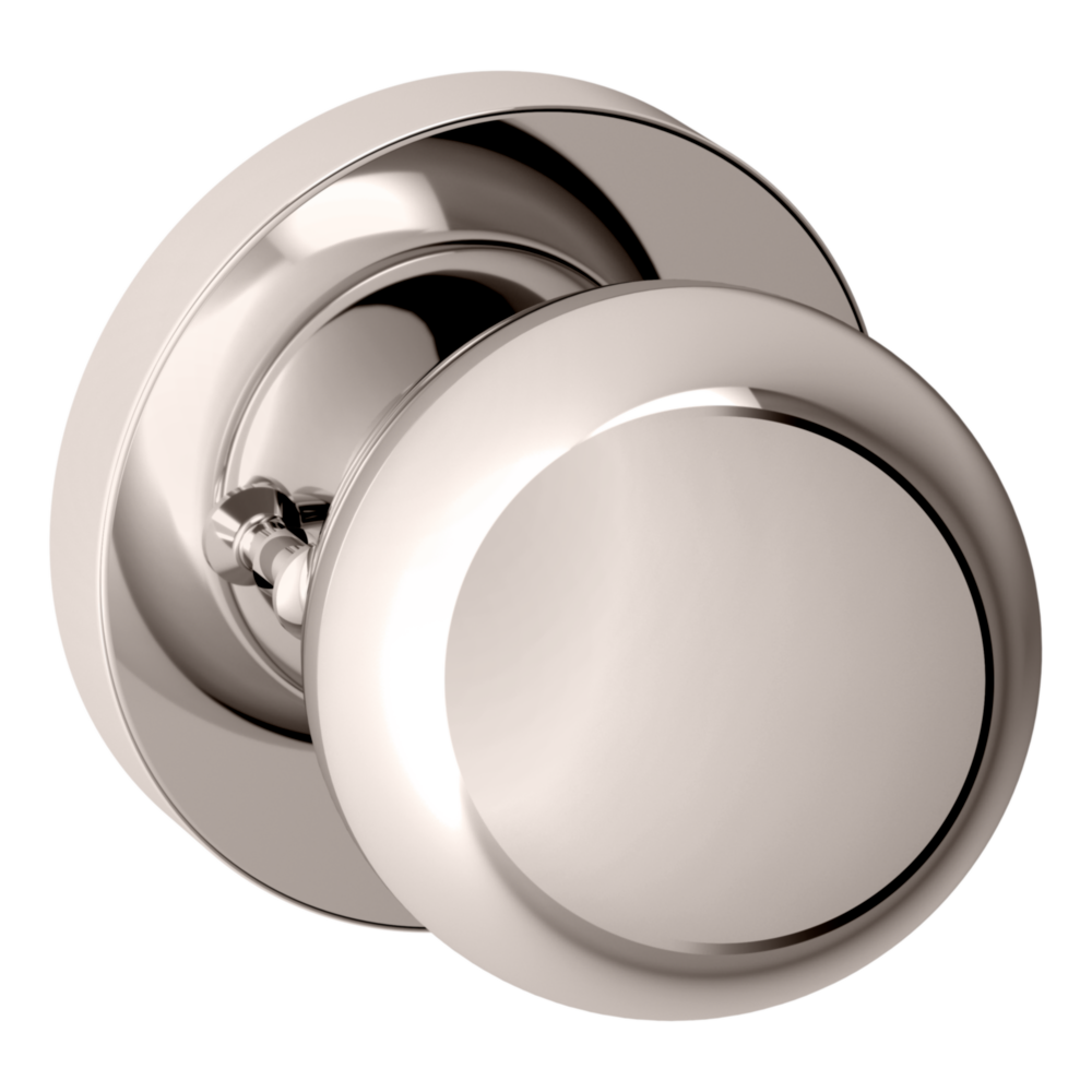 Baldwin 5041 Contemporary Round Knob Set with 5046 Rose Lifetime (PVD) Polished Nickel / Privacy / Reversible