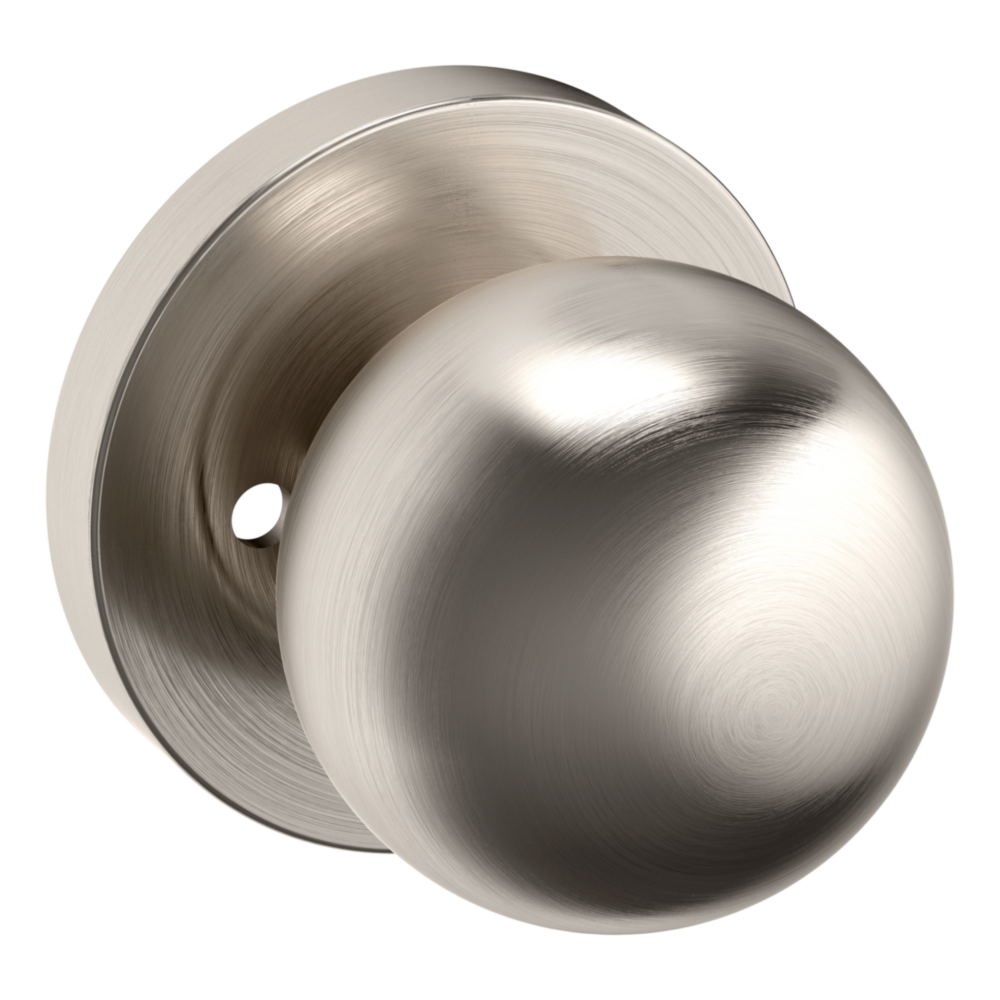 Baldwin 5041 Contemporary Round Knob Set with 5046 Rose Lifetime (PVD) Satin Nickel / Privacy / Reversible