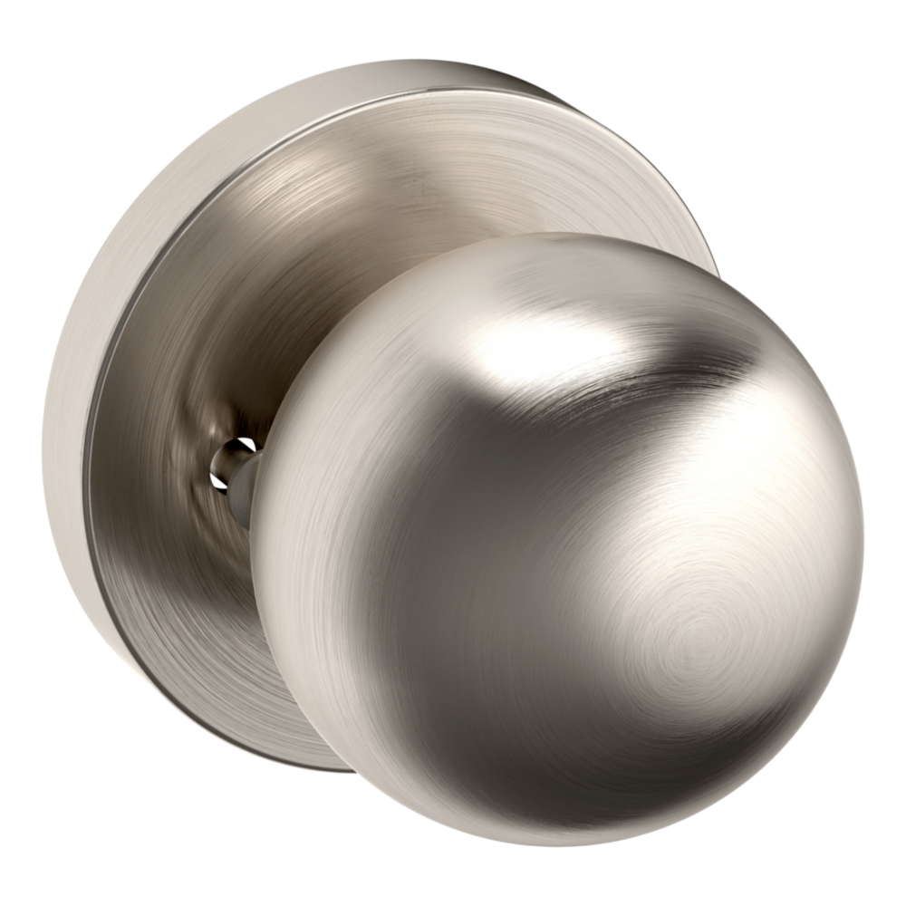 Baldwin 5041 Contemporary Round Knob Set with 5046 Rose Lifetime (PVD) Satin Nickel / Privacy / Reversible