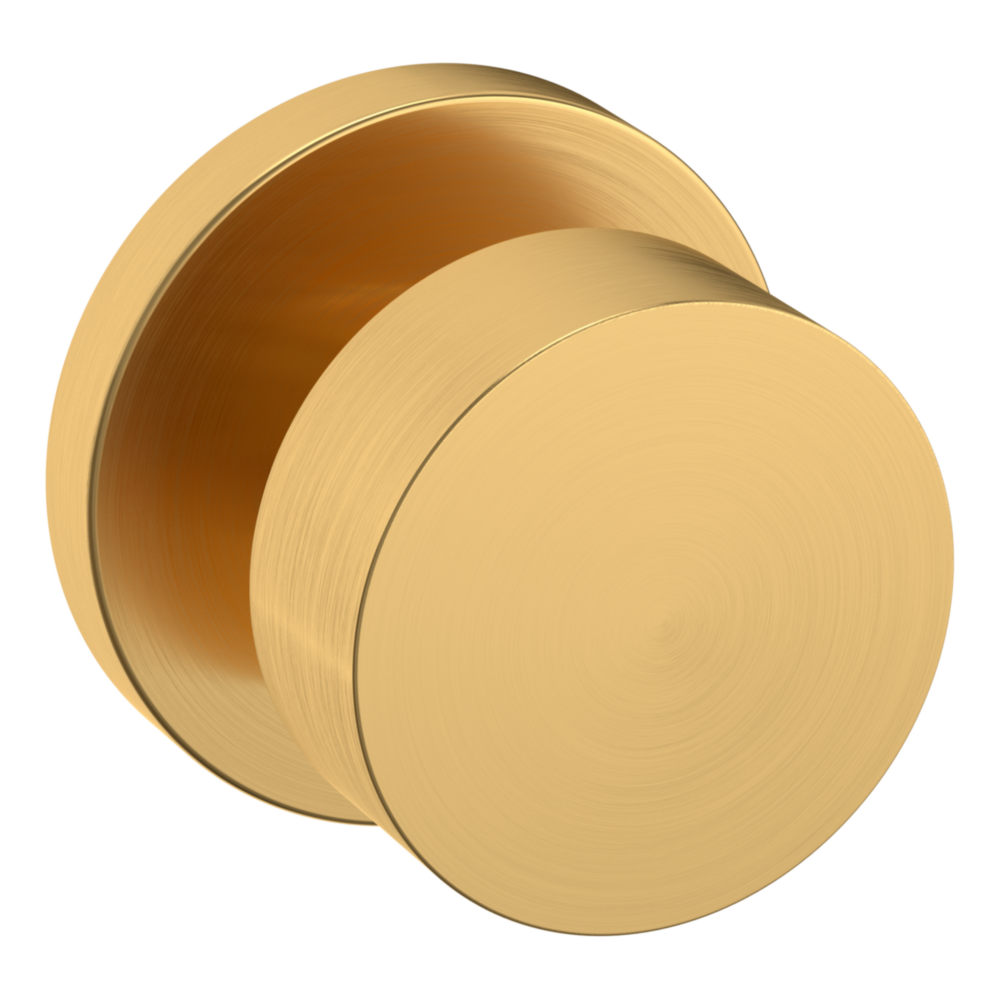 Baldwin 5055 Modern Round Knob Set with 5046 Rose Lifetime (PVD) Satin Brass / Full Dummy / Reversible