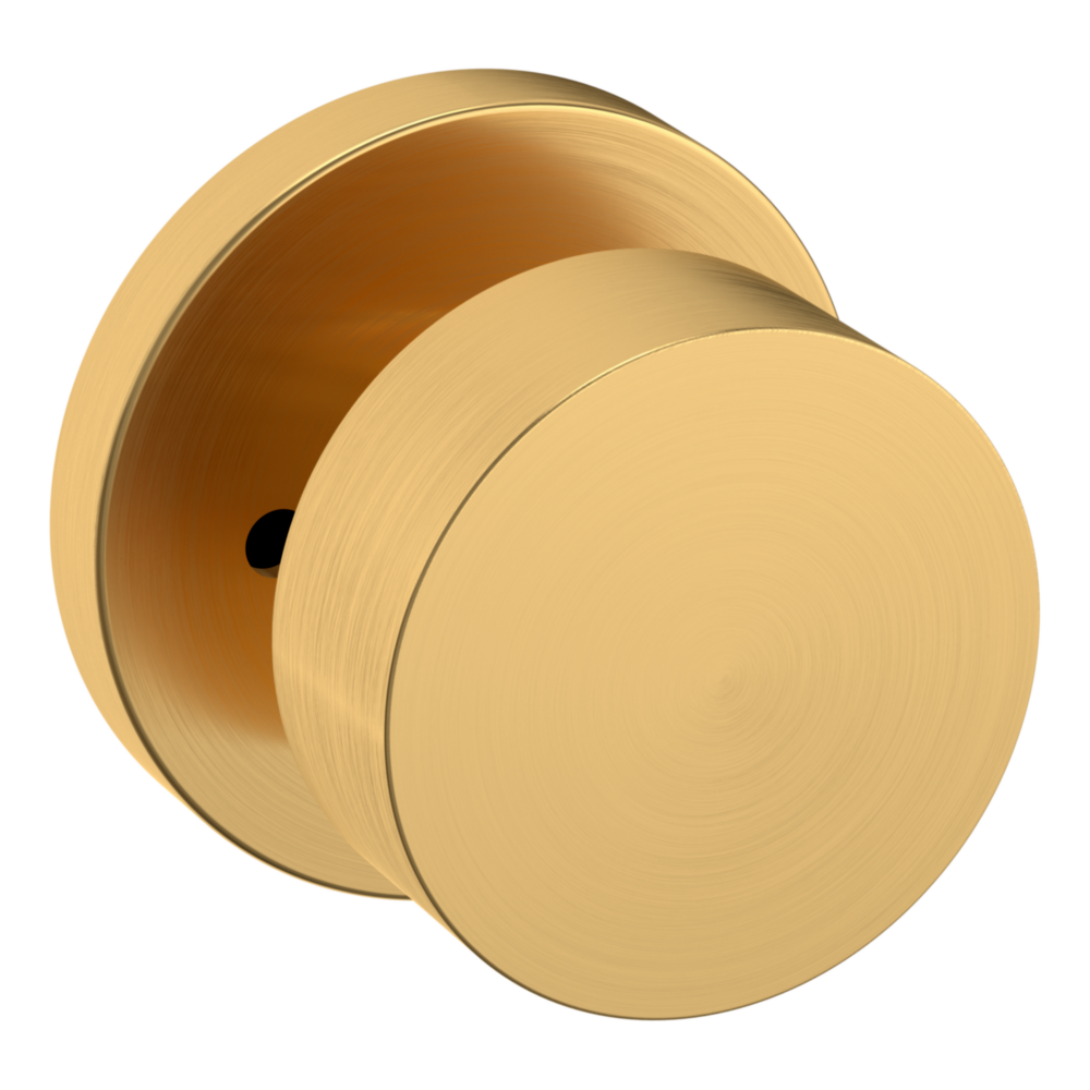 Baldwin 5055 Modern Round Knob Set with 5046 Rose Lifetime (PVD) Satin Brass / Privacy / Reversible