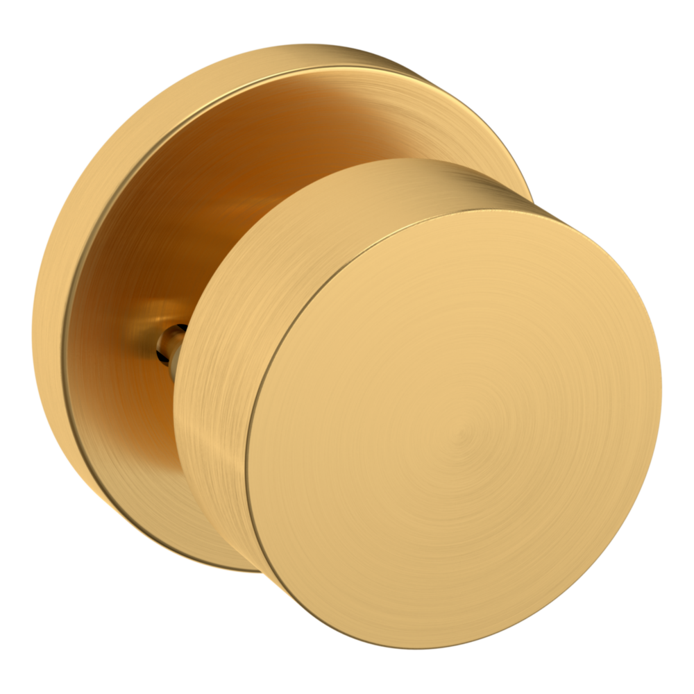 Baldwin 5055 Modern Round Knob Set with 5046 Rose Lifetime (PVD) Satin Brass / Privacy / Reversible