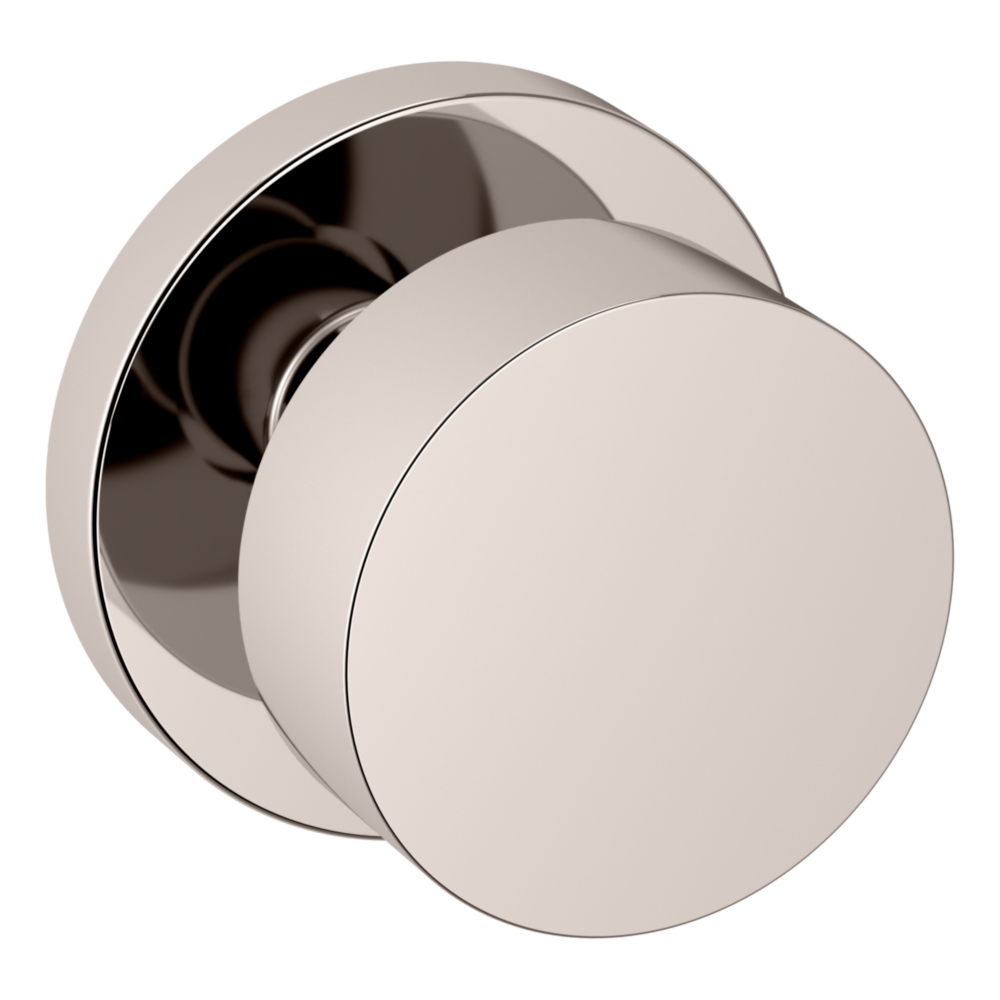Baldwin 5055 Modern Round Knob Set with 5046 Rose Lifetime (PVD) Polished Nickel / Full Dummy / Reversible