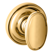Baldwin 5057 Traditional Oval Knob Set with 5048 Rose Lifetime (PVD) Polished Brass / Full Dummy / Reversible