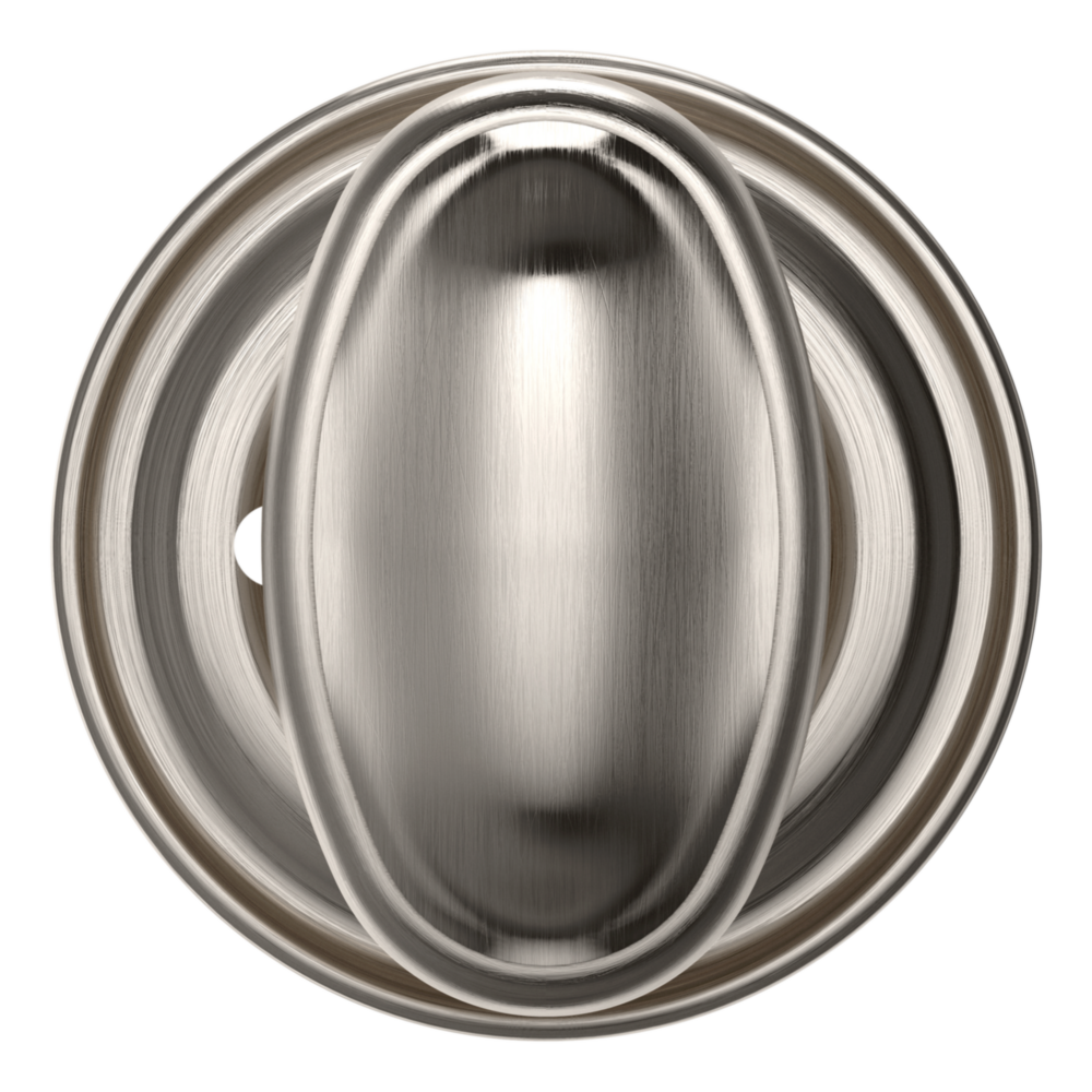 Baldwin 5057 Traditional Oval Knob Set with 5048 Rose Lifetime (PVD) Satin Nickel / Full Dummy / Reversible