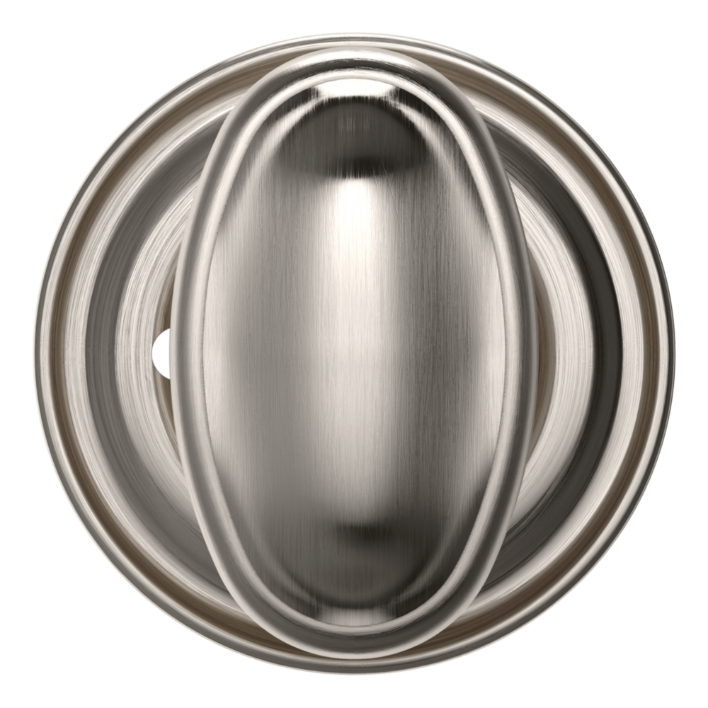 Baldwin 5057 Traditional Oval Knob Set with 5048 Rose Lifetime (PVD) Satin Nickel / Privacy / Reversible