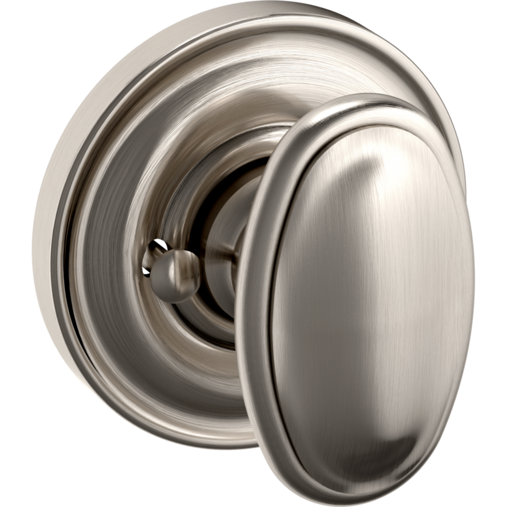 Baldwin 5057 Traditional Oval Knob Set with 5048 Rose Lifetime (PVD) Satin Nickel / Privacy / Reversible