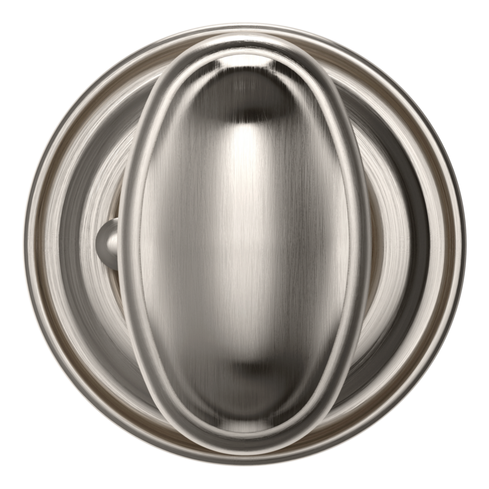 Baldwin 5057 Traditional Oval Knob Set with 5048 Rose Lifetime (PVD) Satin Nickel / Privacy / Reversible