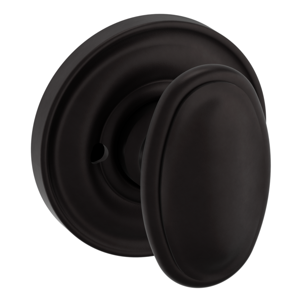 Baldwin 5057 Traditional Oval Knob Set with 5048 Rose Oil-Rubbed Bronze / Privacy / Reversible