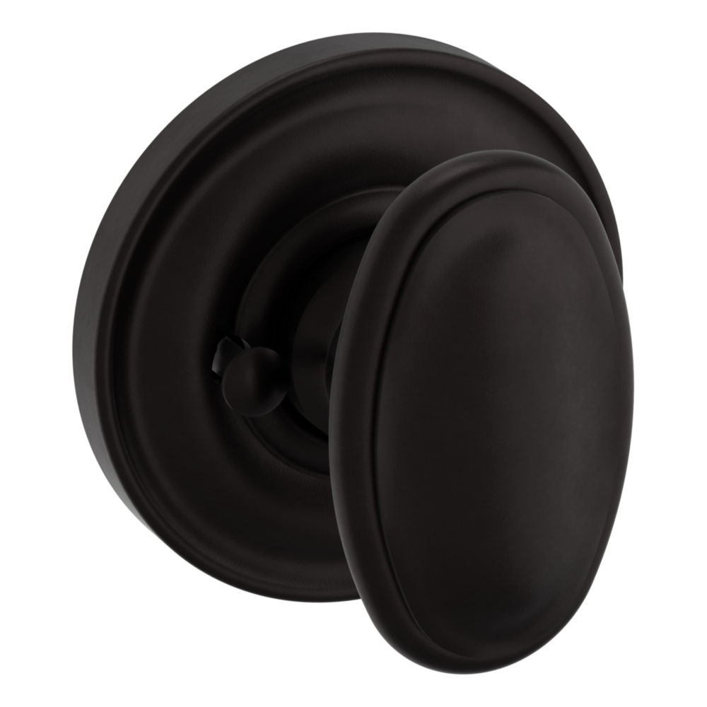 Baldwin 5057 Traditional Oval Knob Set with 5048 Rose Oil-Rubbed Bronze / Privacy / Reversible