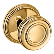 Baldwin 5066 Traditional Round Knob Set with 5078 Rose Lifetime (PVD) Polished Brass / Full Dummy / Reversible