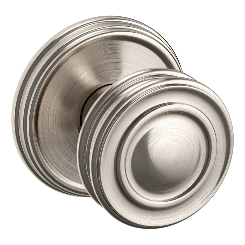 Baldwin 5066 Traditional Round Knob Set with 5078 Rose Lifetime (PVD) Satin Nickel / Passage / Reversible