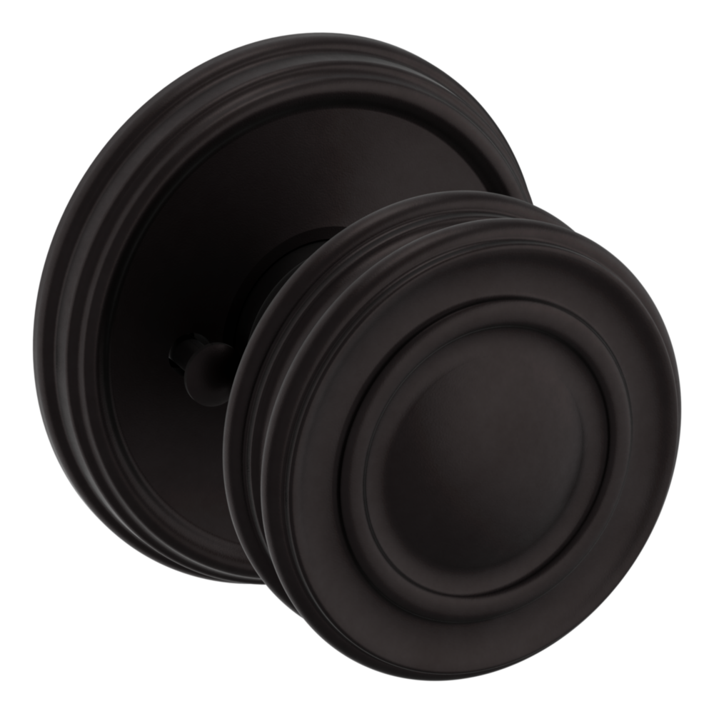 Baldwin 5066 Traditional Round Knob Set with 5078 Rose Oil-Rubbed Bronze / Privacy / Reversible