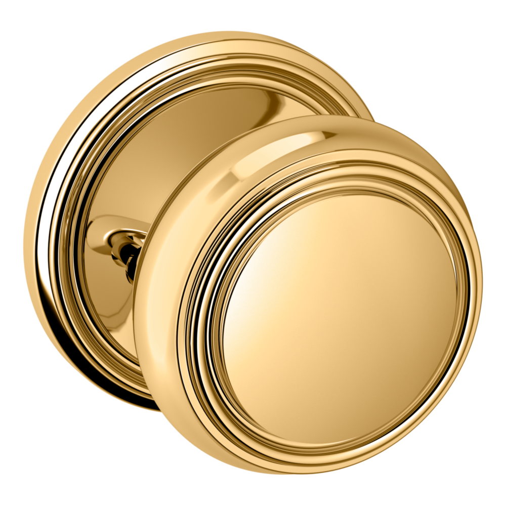 Baldwin 5068 Nashville Knob Set with 5070 Rose Lifetime (PVD) Polished Brass / Privacy / Reversible