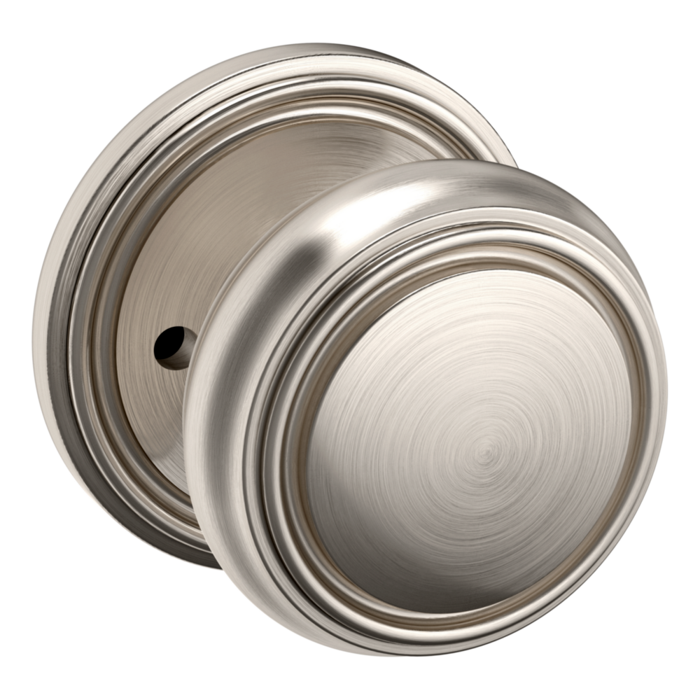 Baldwin 5068 Nashville Knob Set with 5070 Rose Lifetime (PVD) Satin Nickel / Privacy / Reversible
