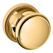 Baldwin 5069 Traditional Round Knob Set with 5076 Rose Lifetime (PVD) Polished Brass / Privacy / Reversible