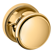 Baldwin 5069 Traditional Round Knob Set with 5076 Rose Non-Lacquered Brass / Privacy / Reversible