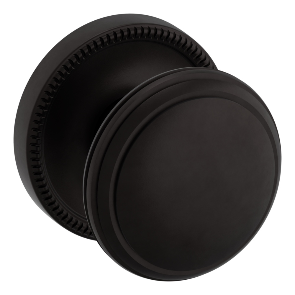 Baldwin 5069 Traditional Round Knob Set with 5076 Rose Oil-Rubbed Bronze / Full Dummy / Reversible