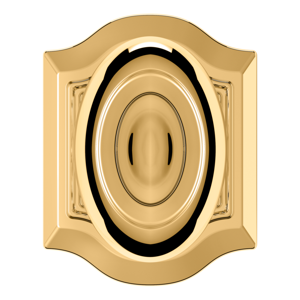 Baldwin 5077 Bethpage Knob Set with R027 Rose Lifetime (PVD) Polished Brass / Full Dummy / Reversible