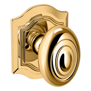 Baldwin 5077 Bethpage Knob Set with R027 Rose Lifetime (PVD) Polished Brass / Privacy / Reversible