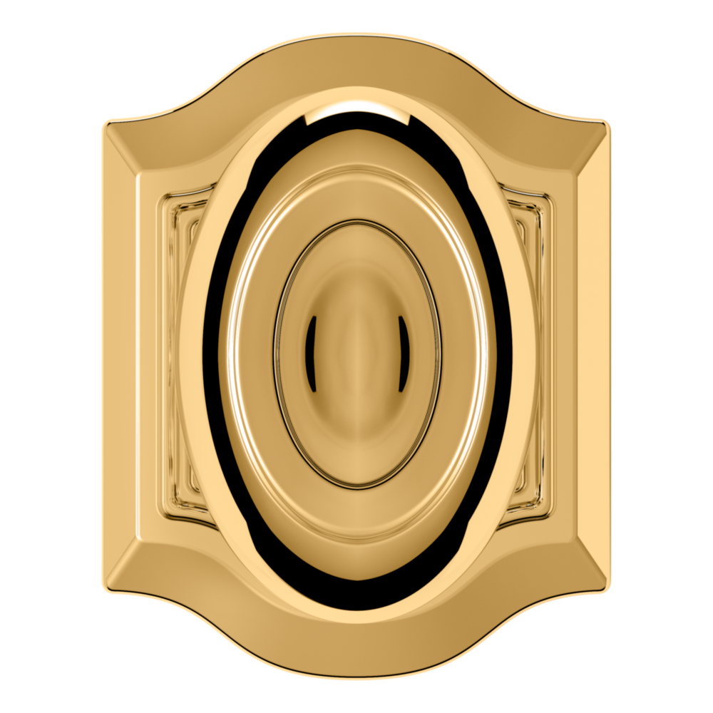 Baldwin 5077 Bethpage Knob Set with R027 Rose Lifetime (PVD) Polished Brass / Privacy / Reversible