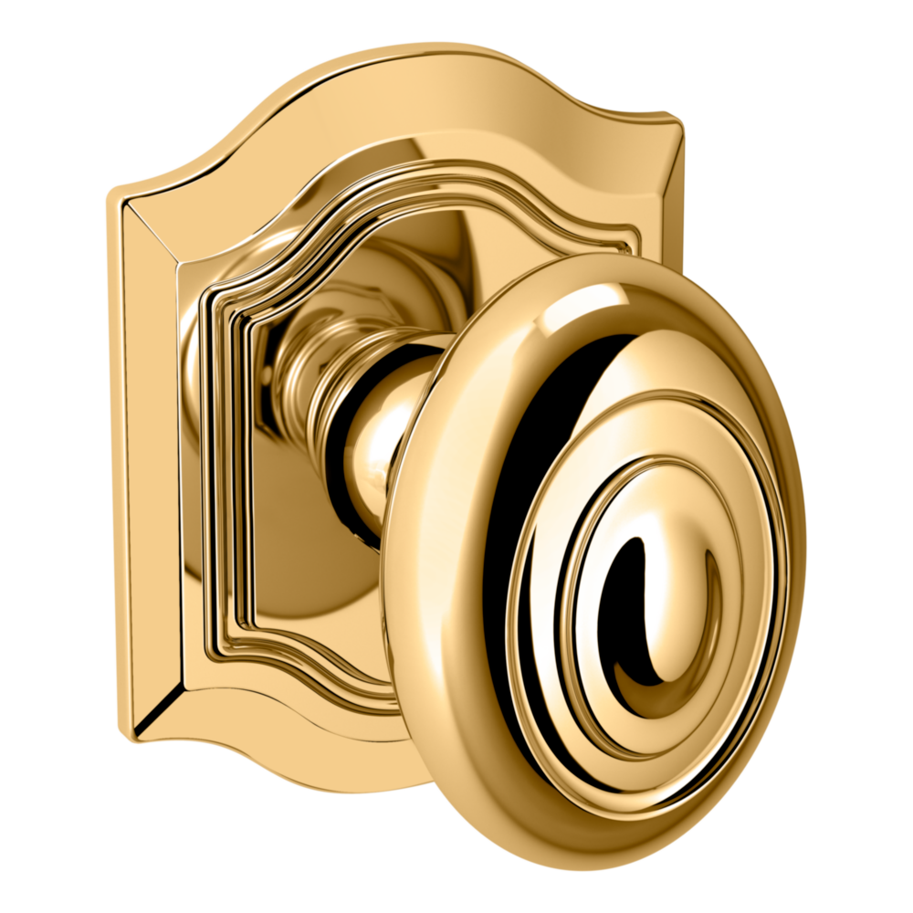 Baldwin 5077 Bethpage Knob Set with R027 Rose Non-Lacquered Brass / Full Dummy / Reversible