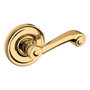 Baldwin 5103 Wave Lever Set with 5048 Rose Lifetime (PVD) Polished Brass / Full Dummy / Reversible