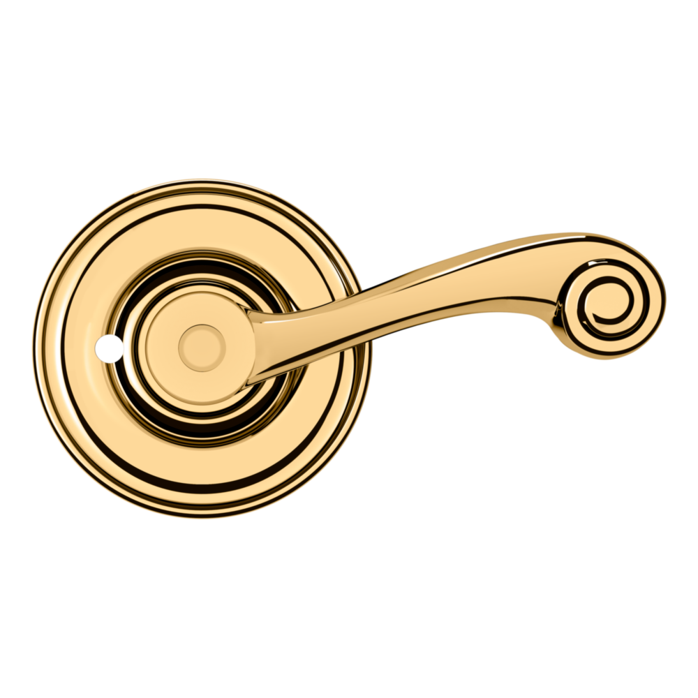 Baldwin 5103 Wave Lever Set with 5048 Rose Lifetime (PVD) Polished Brass / Privacy / Reversible